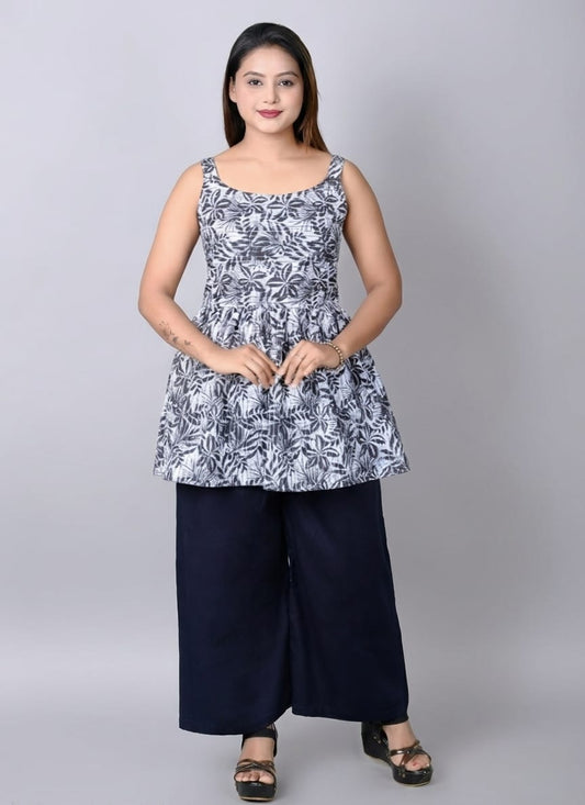 Noor-E-Siyah Women Printed Cotton Sleeveless Peplum Top